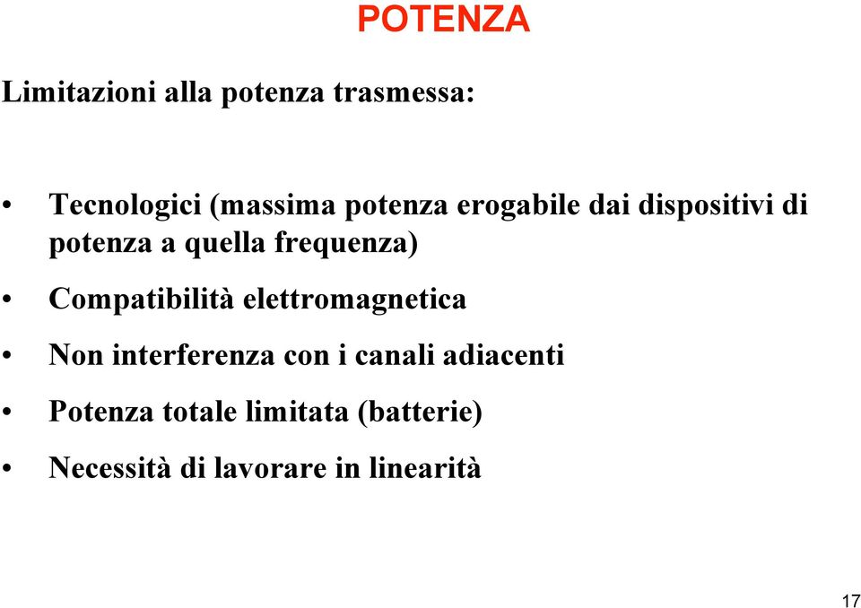 Compatibilità elettromagnetica Non interferenza con i canali