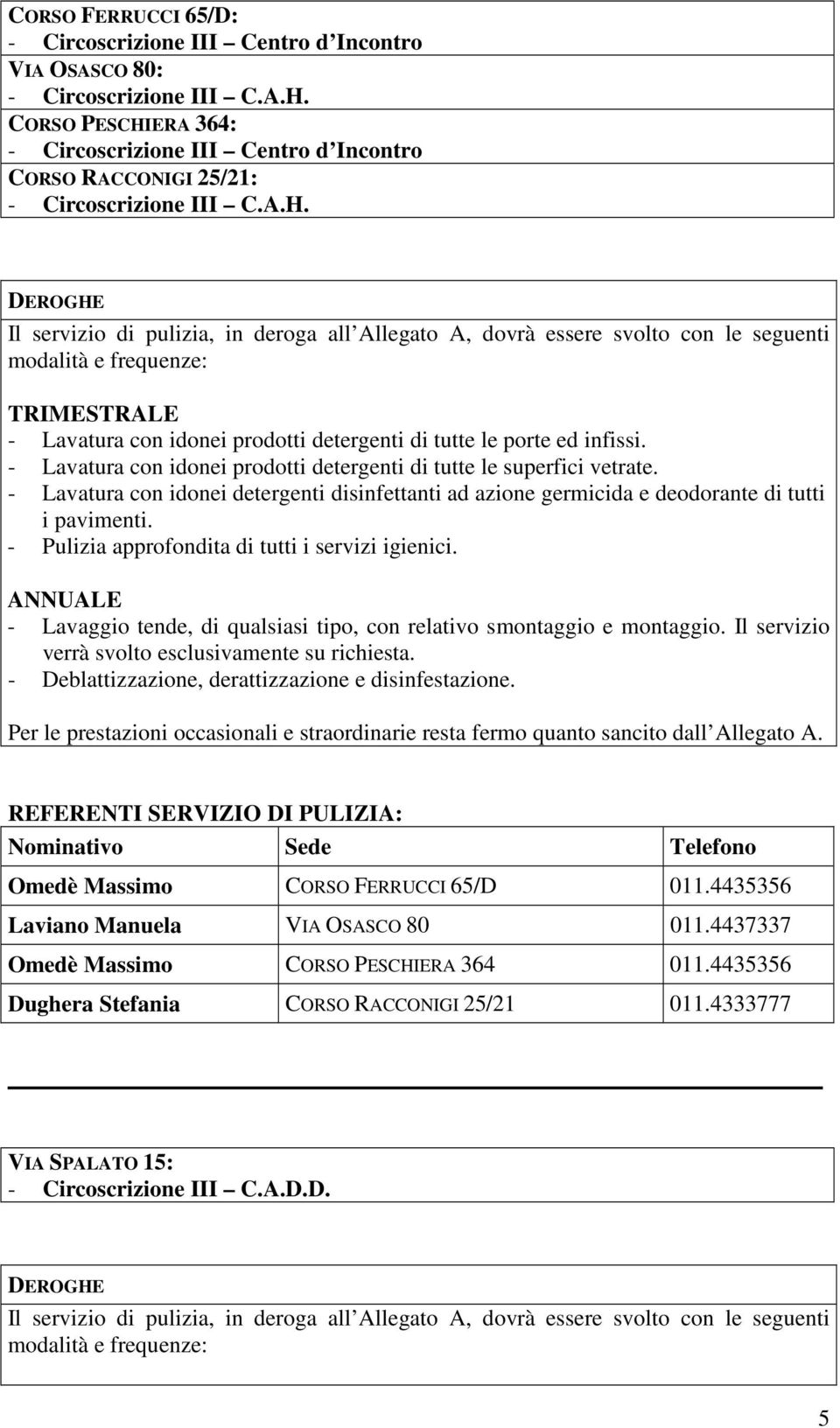 ERA 364: - Circoscrizione III Centro d Incontro CORSO RACCONIGI 25/21: - Circoscrizione III C.A.H.