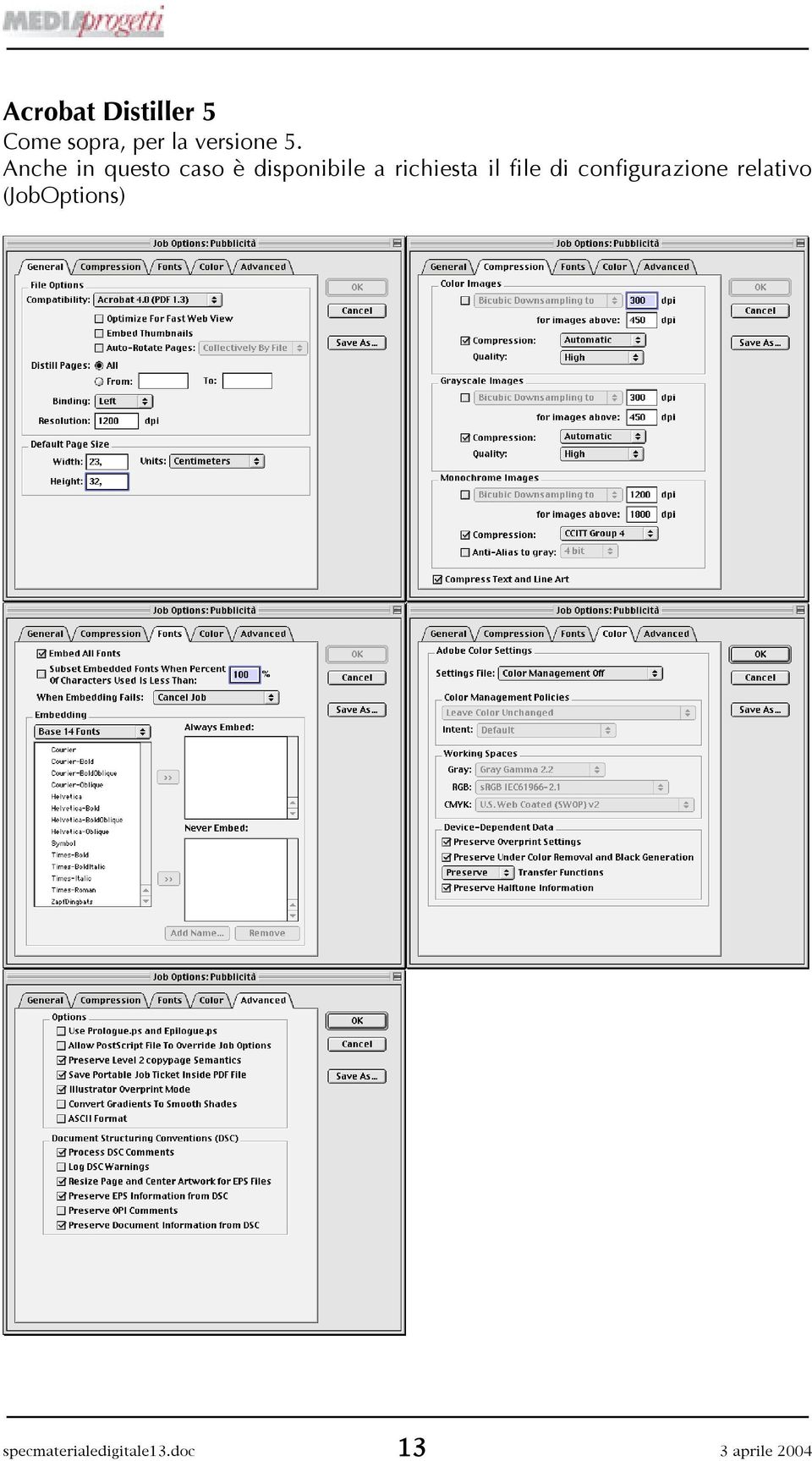 richiesta il file di configurazione relativo