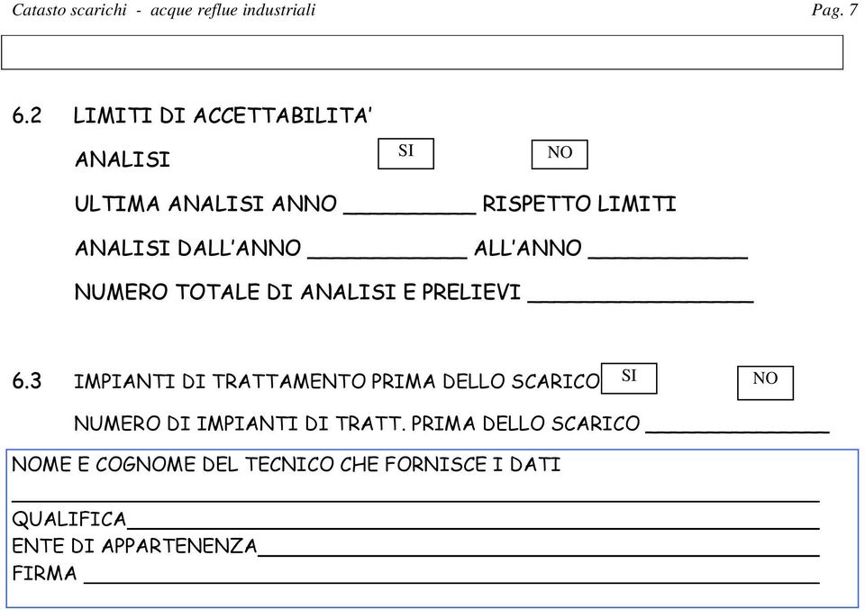 NUMERO TOTALE DI ANALI E PRELIEVI 6.