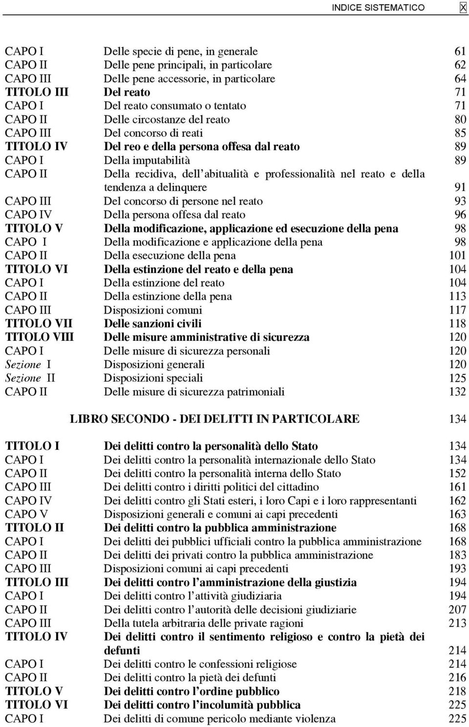 abitualità e professionalità nel reato e della tendenza a delinquere 91 CAPO III Del concorso di persone nel reato 93 CAPO IV Della persona offesa dal reato 96 TITOLO V Della modificazione,