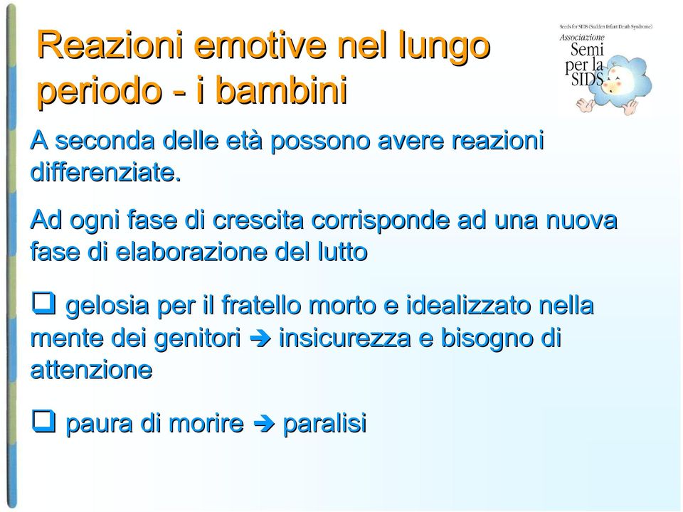 Ad ogni fase di crescita corrisponde ad una nuova fase di elaborazione del