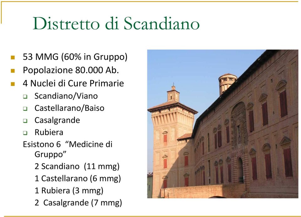 4 Nuclei di Cure Primarie Scandiano/Viano Castellarano/Baiso