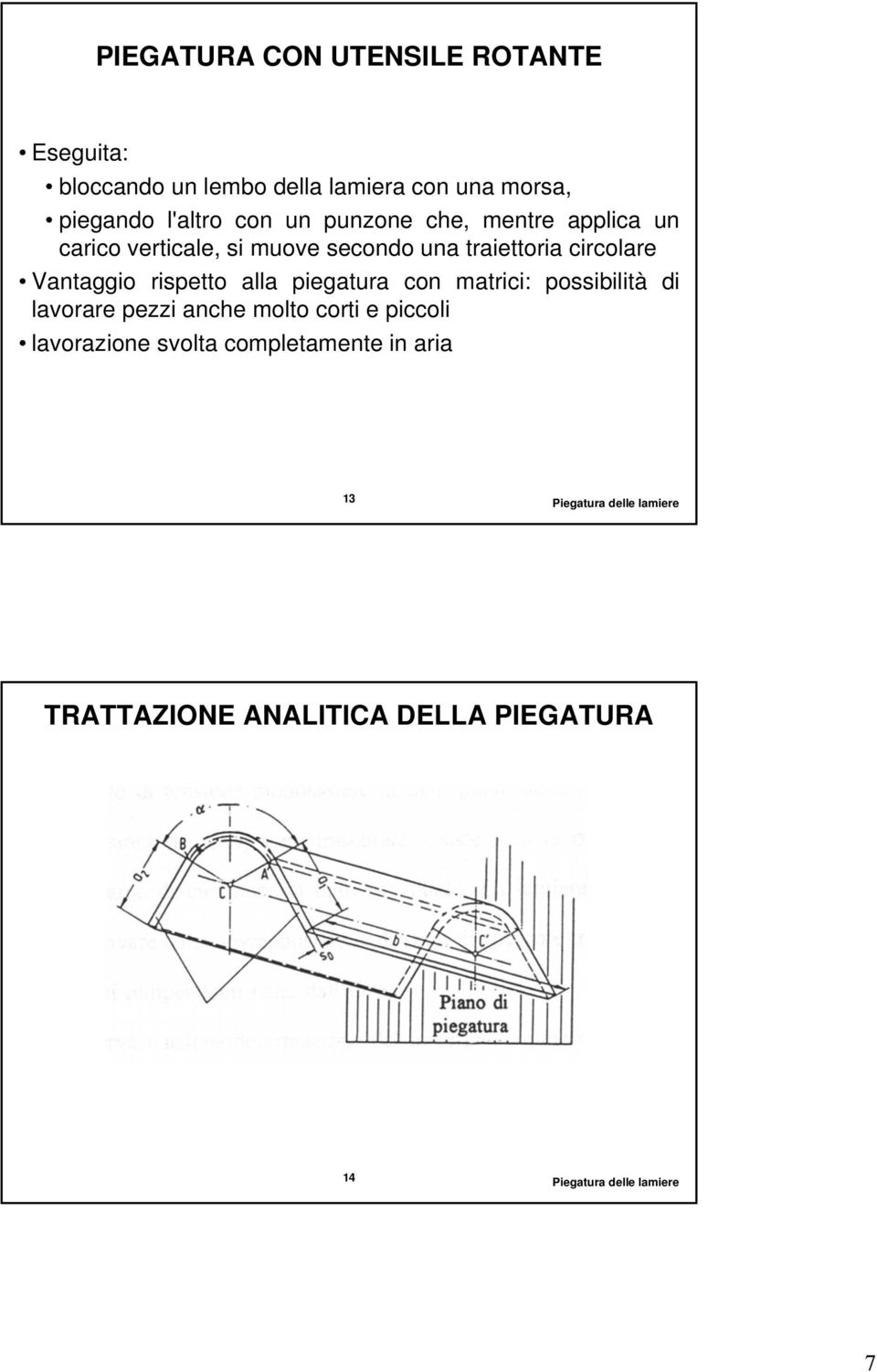 circolare Vantaggio rispetto alla piegatura con matrici: possibilità di lavorare pezzi anche molto