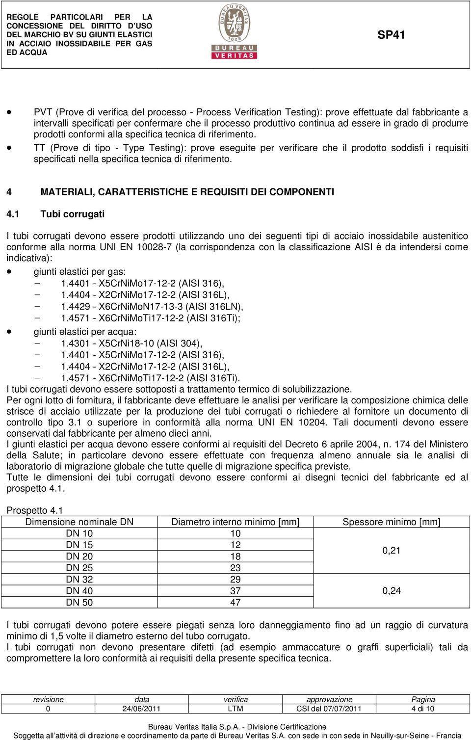 TT (Prove di tipo - Type Testing): prove eseguite per verificare che il prodotto soddisfi i requisiti specificati nella specifica tecnica di riferimento.