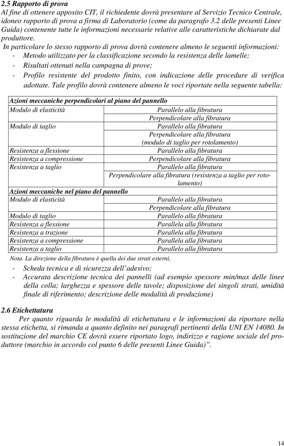 In particolare lo stesso rapporto di prova dovrà contenere almeno le seguenti informazioni: - Metodo utilizzato per la classificazione secondo la resistenza delle lamelle; - Risultati ottenuti nella