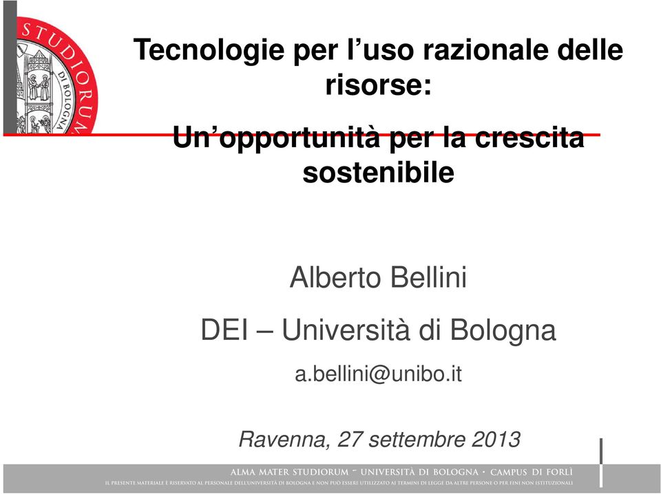 sostenibile Alberto Bellini DEI Università