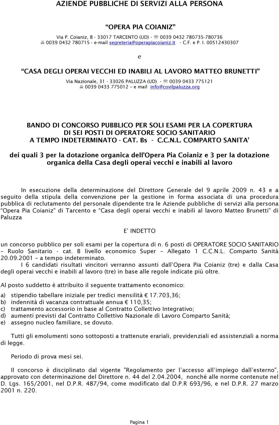 org BANDO DI CONCORSO PUBBLI