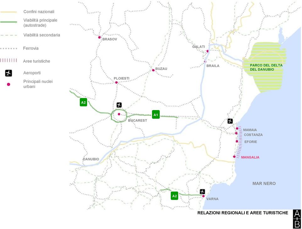 PLOIESTI BUZAU BRAILA PARCO DEL DELTA DEL DANUBIO A2 BUCAREST A1 MAMAIA