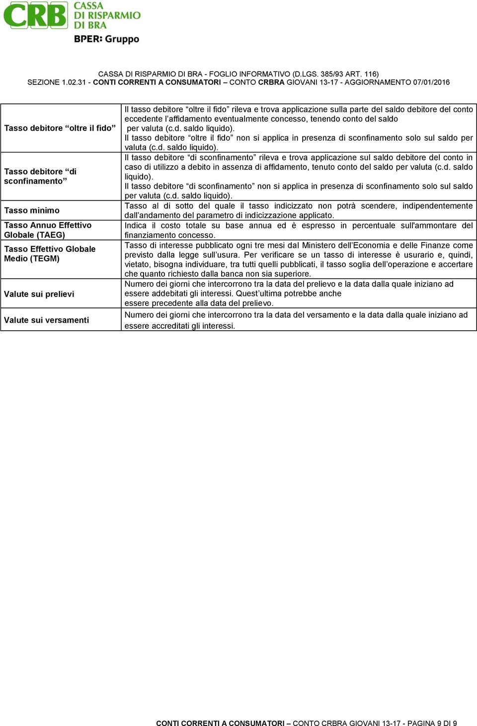 Il tasso debitore oltre il fido non si applica in presenza di sconfinamento solo sul saldo per valuta (c.d. saldo liquido).