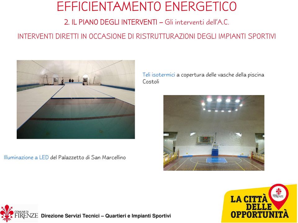 Teli isotermici a copertura delle vasche della piscina Costoli