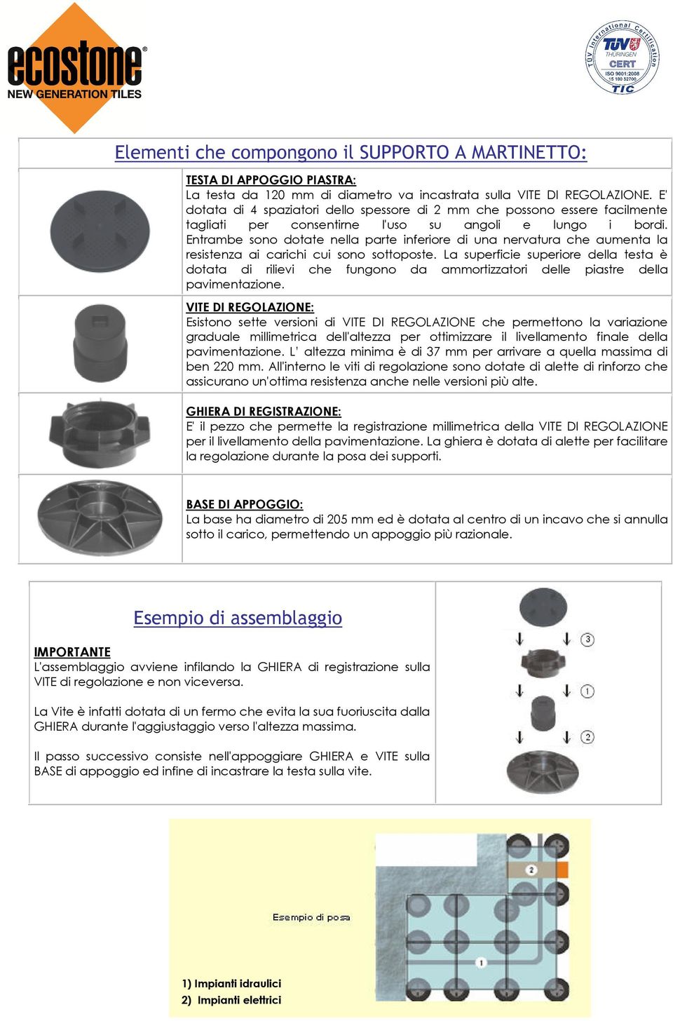 Entrambe sono dotate nella parte inferiore di una nervatura che aumenta la resistenza ai carichi cui sono sottoposte.