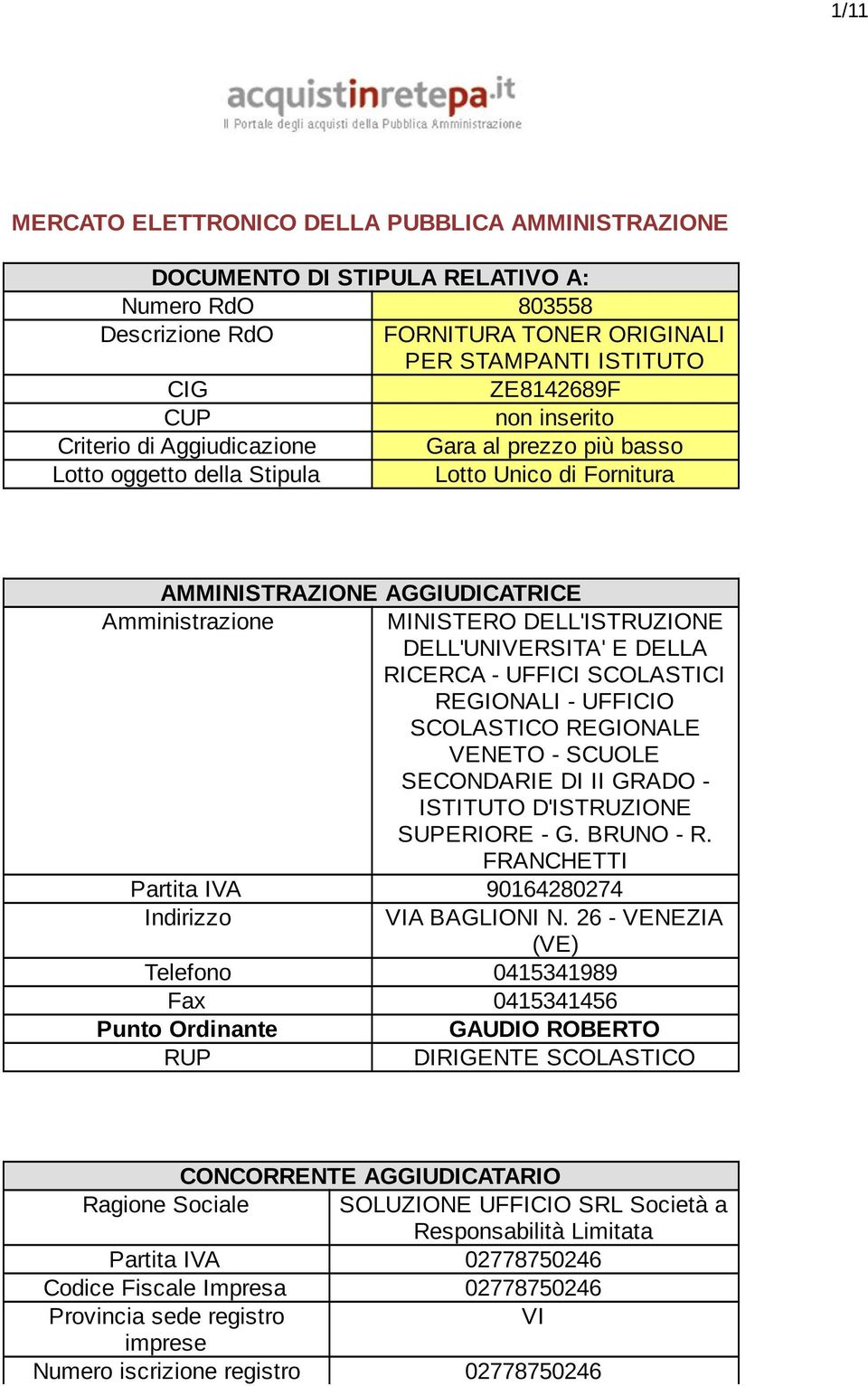 DELLA RICERCA - UFFICI SCOLASTICI REGIONALI - UFFICIO SCOLASTICO REGIONALE VENETO - SCUOLE SECONDARIE DI II GRADO - ISTITUTO D'ISTRUZIONE SUPERIORE - G. BRUNO - R.