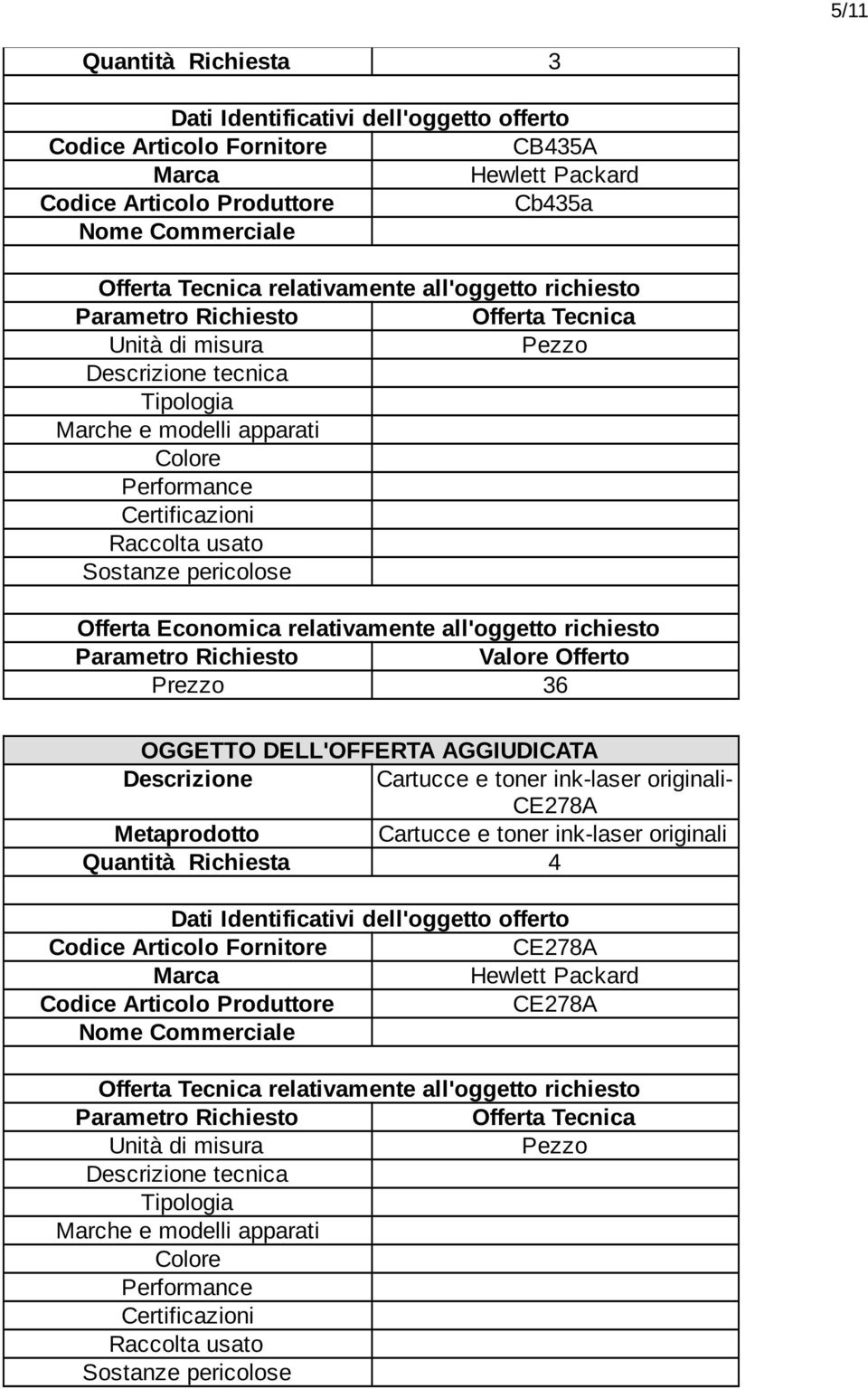 CE278A Quantità