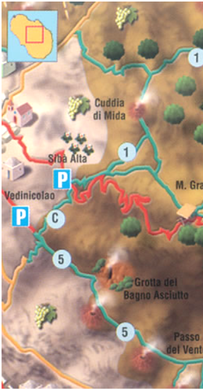 Itinerario E (Lunghezza: Km 11; T.P.: 4h) L'itinerario E è costituito dai sentieri 2-3-F, ed è lungo circa 11 km. Il percorso inizia dal lago con il sentiero n 2 detto Sellume.