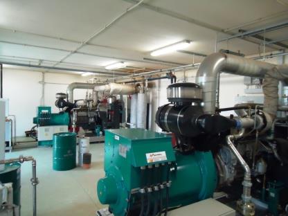 Impianto di cogenerazione a biogas in una azienda agrozootecnica (Azienda Bruni, Sutri) Impianto di cogenerazione Potenza elettrica nominale: 500 kwe (due cogeneratori Scania a punto fisso da 250 kwe