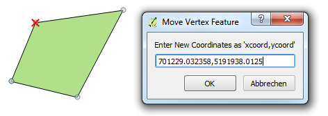 Strumento vertici : Mediante lo strumento vertici è possibile spostare, aggiungere ed eliminare vertici ma anche segmenti (linea tra 2 vertici). Figura 34.