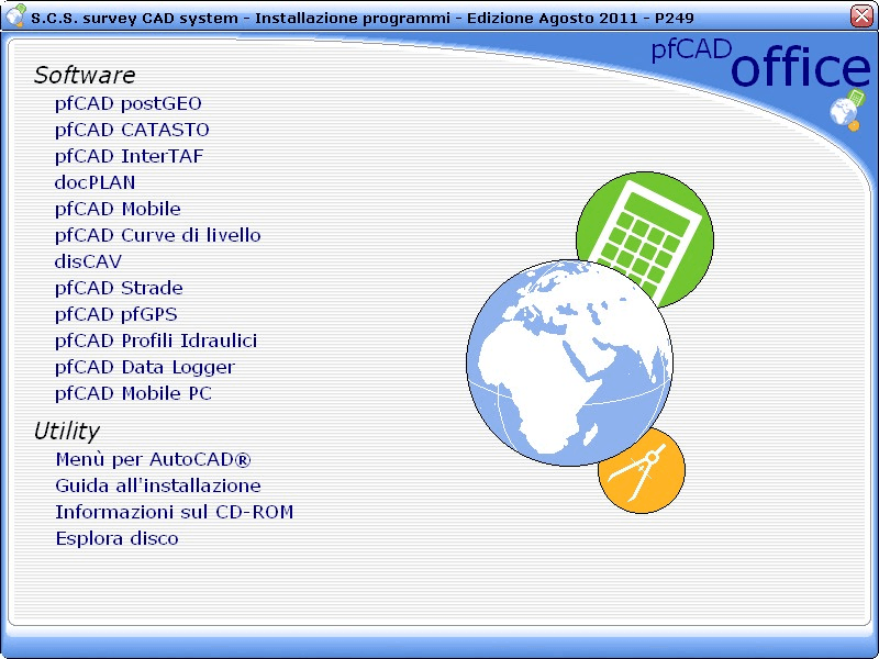 INSTALLAZIONE DA CD-ROM L installazione dei programmi pfcad è semplice e veloce: inserire il CD-ROM nel lettore, ed attendere l autorun del programma di