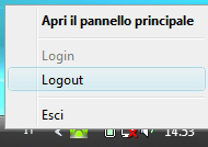Nota: è possibile effettuare il logout anche cliccando con il tasto destro