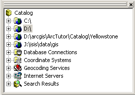 ARC CATALOG Struttura a directory Cartelle connesse Ulteriori sorgenti di dati 1. Connessioni ai database 2.