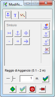 PREGEO Pagina 133 di 186 Ciascuna operazione è vincolata al valore di un Raggio di Aggancio che l utente può impostare fra 0.1 m e 2 m.