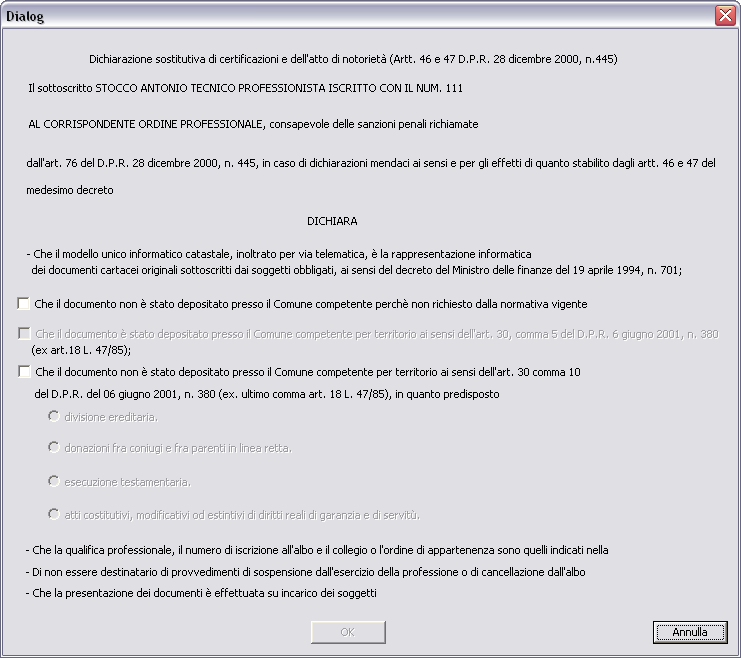 PREGEO Pagina 82 di 186 Si osserva che un tipo predisposto per l invio telematico NON PUO essere consegnato all ufficio su supporto rimovibile secondo il metodo tradizionale.