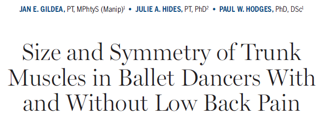 EVIDENZE SCIENTIFICHE Da questo studio emerge un dato interessante: nelle ballerine con dolore di schiena, i