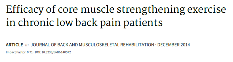 EVIDENZE SCIENTIFICHE Questo studio indica l'importanza del lavoro di core stability per prevenire e far passare il dolore, quindi indica possibili