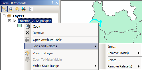 relazioni tra tabelle: join Definire il join con gli attributi del layer campo comune della tabella degli attributi nome della tabella da