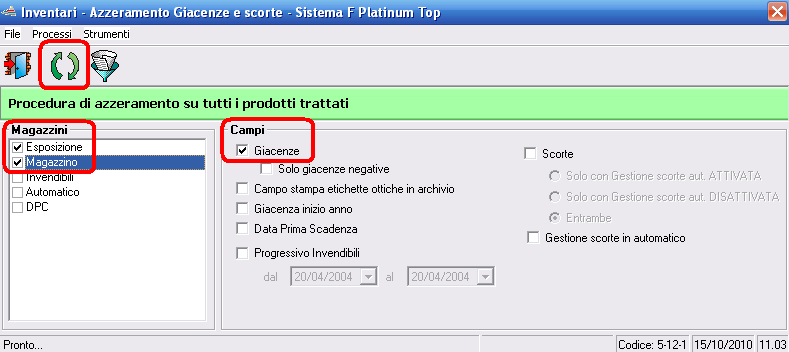 AZZERAMENTO GIACENZE E CARICO DEGLI INVENTARI Tutte le procedure relative all azzeramento di giacenze ed al carico di inventari si trovano all interno della funzione Carico Inventario: dalla videata