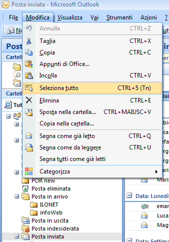 Nota bene: se le email da copiare fossero veramente tante (da qualche migliaio in su) è consigliabile operare una copia a gruppi, ad esempio selezionando solo quelle di un particolare anno alla volta