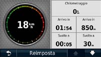 Uso delle pagine Mappa Visualizzazione del computer di viaggio Il computer di viaggio indica la velocità corrente e fornisce informazioni sul viaggio.