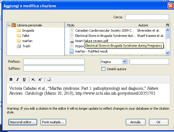 citazione. Modificare citazioni 1.