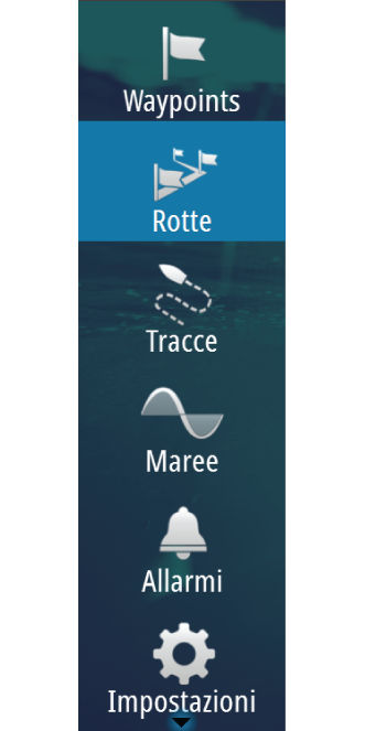 Creazione di rotte tramite i waypoint esistenti È possibile creare una nuova rotta combinando waypoint esistenti dalla finestra di dialogo Rotte.