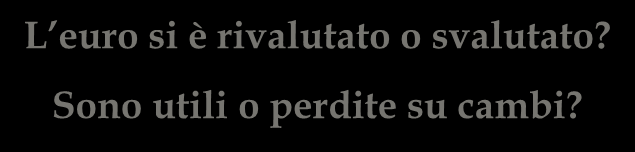 Attività e passività monetarie Devono essere iscritte al tasso di cambio alla data di chiusura dell esercizio.