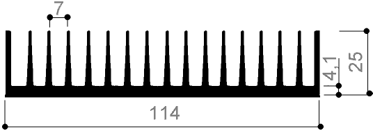 Dissipatori di calore in alluminio per DISEGNI META DEL VERO (1:2)- SCALE 1:2 Dissipatori a pettine