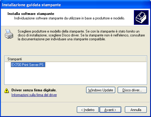 INSTALLAZIONE DEI DRIVER DI STAMPA 14 8 Fare clic su Fine per chiudere la finestra di dialogo Aggiunta guidata porta stampante standard TCP/IP.