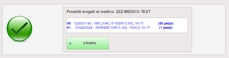 Fig. 17 Carrello popolato correttamente Prima di confermare viene effettuato un riepilogo dell'erogazione. Fig.