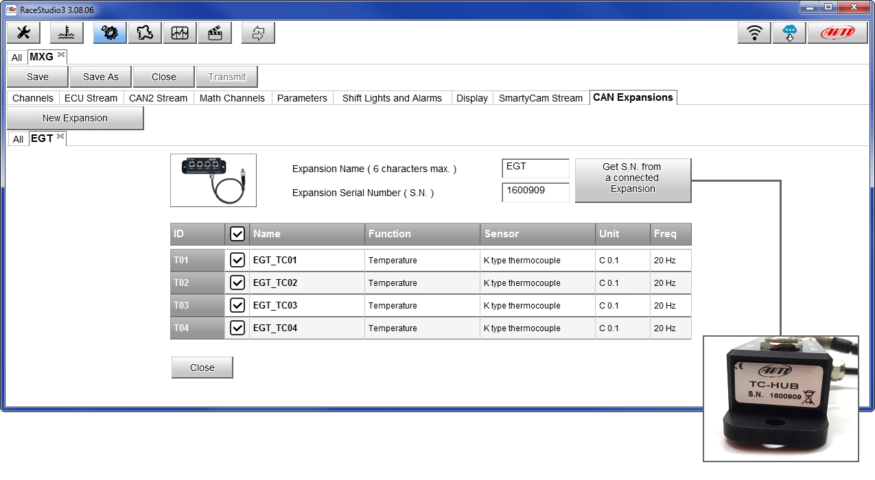 2 Configurazione via software Prima di utilizzare TC Hub è necessario caricarlo nella configurazione dello strumento AiM cui è collegato e configurarlo.