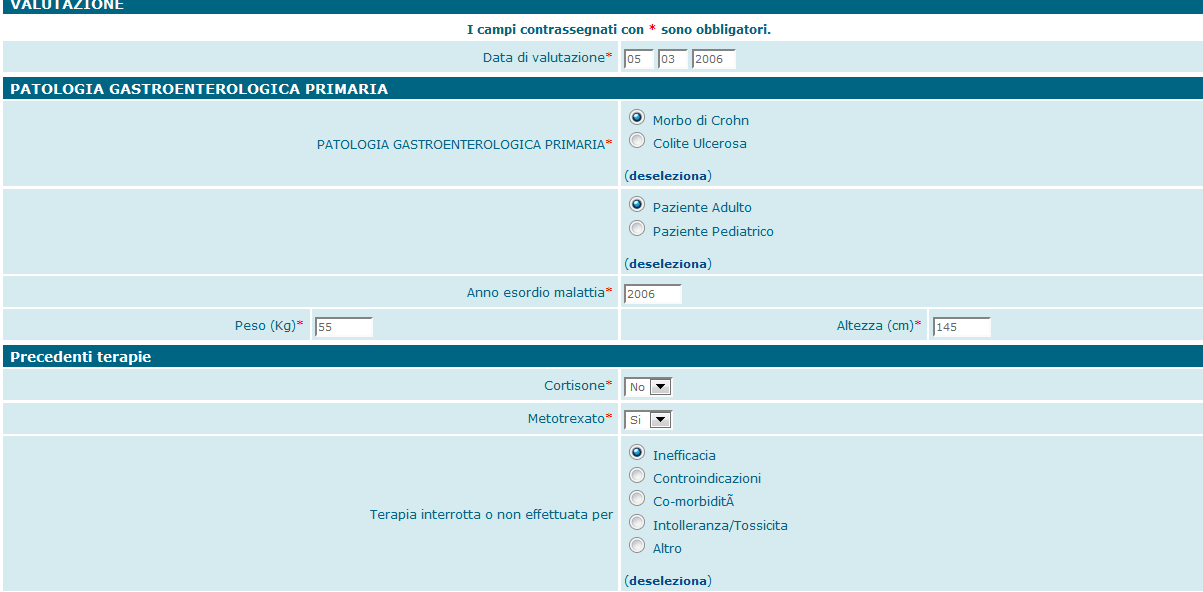 Registro morbo di Crohn, colite ulcerosa: scheda di