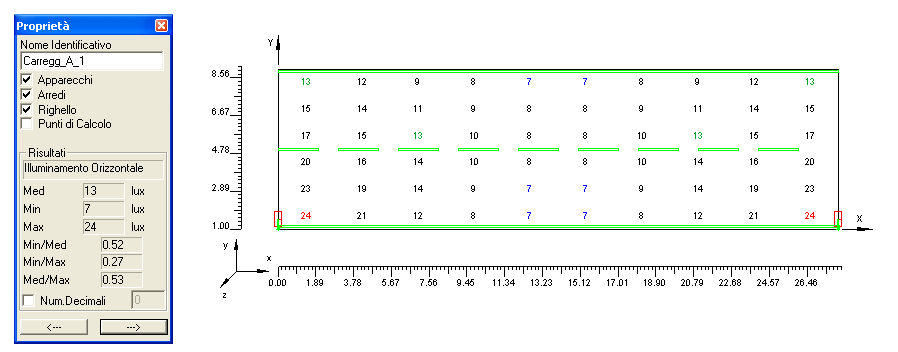 Nella sezione Dettaglio Risultati della finestra Risultati sono di particolare interesse le TabPages: Illuminamento e Luminanza Osservatori.