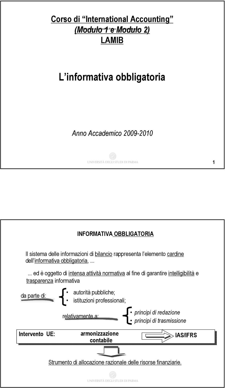 ..... ed è oggetto di intensa attività normativa al fine di garantire intelligibilità e trasparenza informativa da parte di: autorità pubbliche; istituzioni