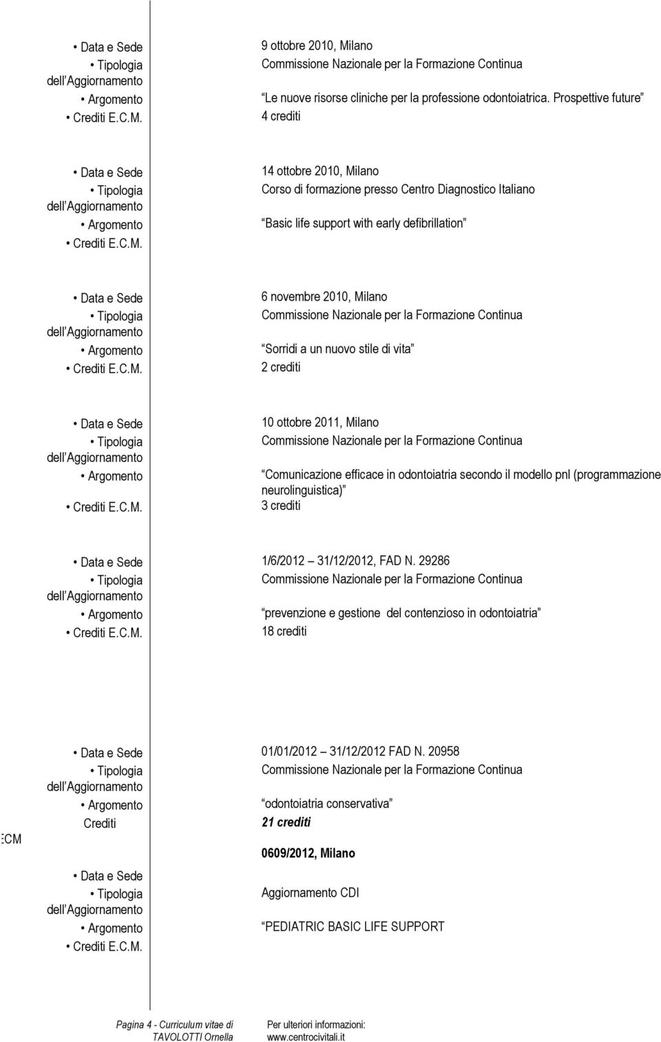 Milano Sorridi a un nuovo stile di vita 10 ottobre 2011, Milano Comunicazione efficace in odontoiatria secondo il modello pnl (programmazione neurolinguistica) 3 crediti