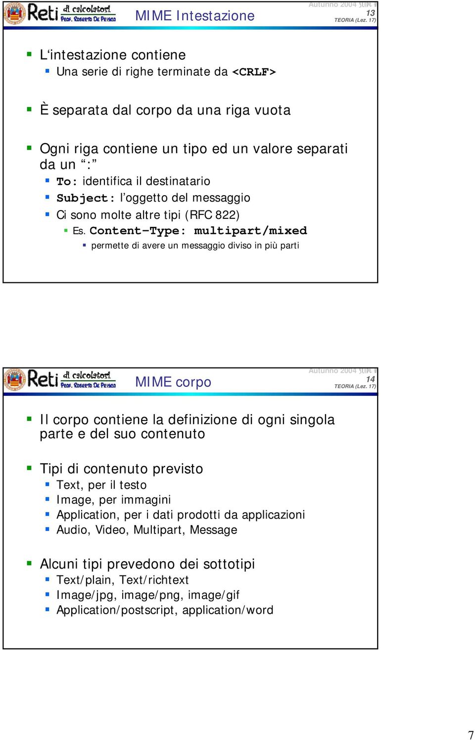 Content-Type: multipart/mixed permette di avere un messaggio diviso in più parti MIME corpo 14 Il corpo contiene la definizione di ogni singola parte e del suo contenuto Tipi di