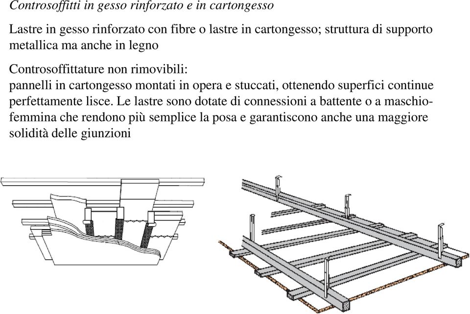 montati in opera e stuccati, ottenendo superfici continue perfettamente lisce.