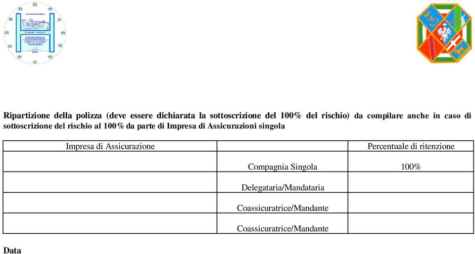 Assicurazioni singola Impresa di Assicurazione Percentuale di ritenzione Compagnia Singola