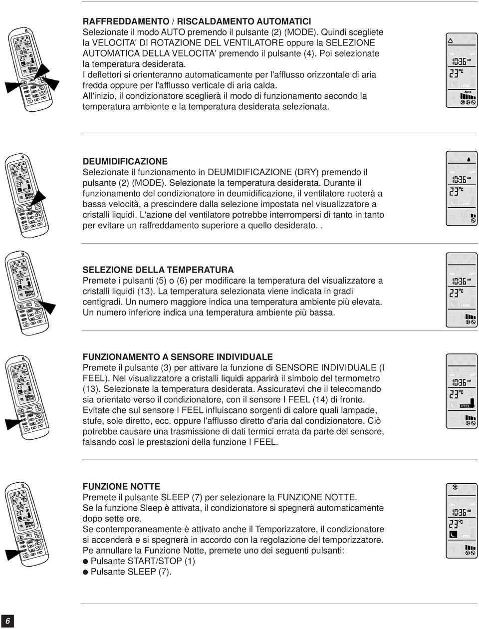 I deflettori si orienteranno automaticamente per l'afflusso orizzontale di aria fredda oppure per l'afflusso verticale di aria calda.