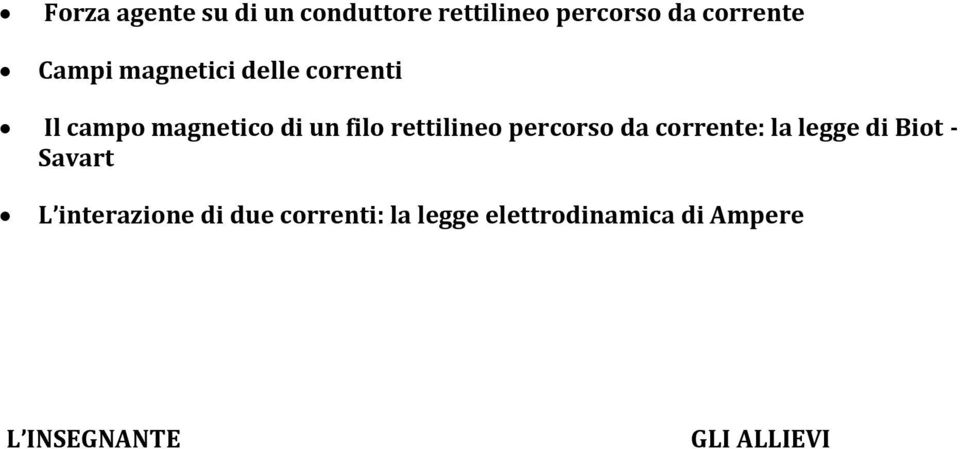 rettilineo percorso da corrente: la legge di Biot - Savart L