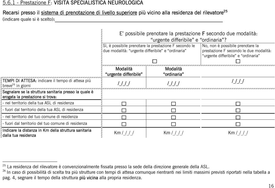 Sì, è possibile prenotare la prestazione F secondo le due modalità: prestazione F secondo le due modalità: TEMPI DI ATTESA: TESA: indicare il tempo di attesa più breve 26 in giorni Segnalare se la