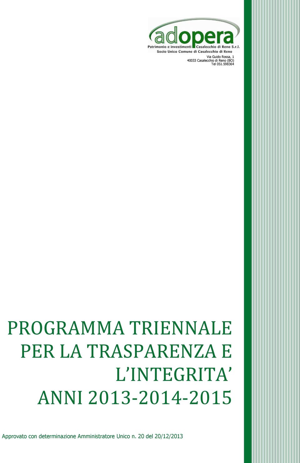 598364 PROGRAMMA TRIENNALE PER LA TRASPARENZA E L